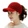 thumbnail image 1 of Baqcunre Visors for Women, Womens Winter Beanie Hat Warm Knitted Wool Hats with Visor Stretchy Keep Warm Solid Color Autumn Winter Women Sports Cap for Outdoor, Hats for Women 1PC Hat Red One Size, 1 of 4