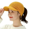 thumbnail image 1 of Baqcunre Visors for Women, Womens Winter Beanie Hat Warm Knitted Wool Hats with Visor Stretchy Keep Warm Solid Color Autumn Winter Women Sports Cap for Outdoor, Hats for Women 1PC Hat Yellow One Size, 1 of 5