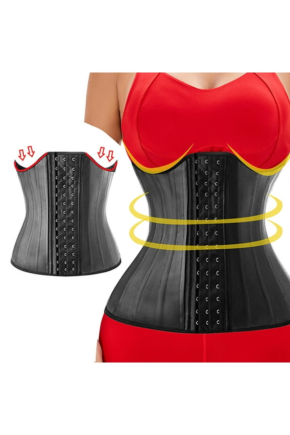 Waist Trainer Corset Waist Belt Latex Support Chest Plastic Belt 25 Bone Rubber Corset Belt Steel Bone Extender Shapewear Tummy Control Corset Belt Belts For Women,Women'S Shapewear,Black,M