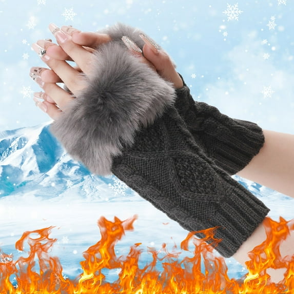 Baqcunre Warm Glove Windproof Elastic Texting Black Gloves Thermal Gloves Christmas Gift,,Winter Gloves,Mittens For Women,Gloves For Cold Weather,Fingerless Gloves For Women,,Dark Gray