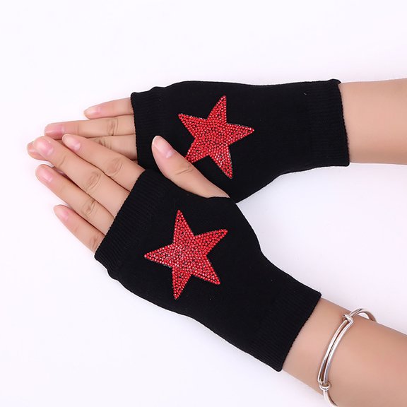 Baqcunre Warm Gloves, Winter New Ladies Fingerless Knitted Warm Half Finger Wool Gloves, Knitted Gloves, Heating Gloves