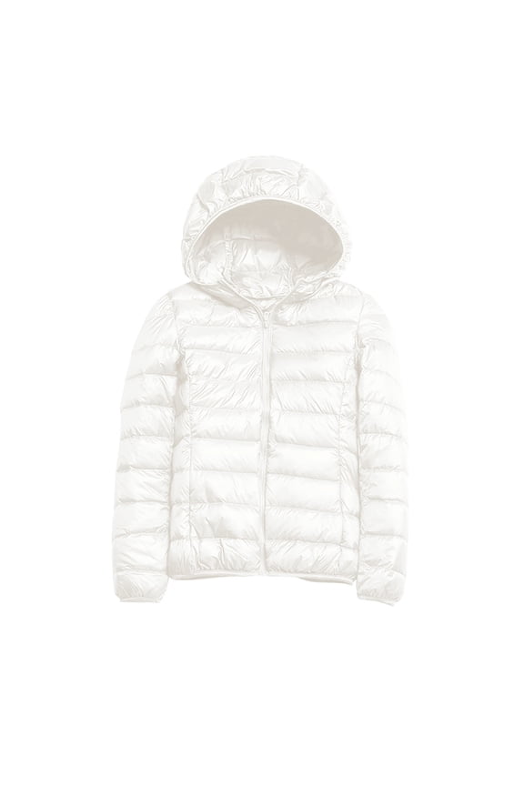 Warm Hooded Windproof Coat With Recycled Insulation Short Hooded White Duck Down Coat Outerwear Womens Coats Fleece Jacket Women Winter Jackets For Women Coats For Women,Color White,M