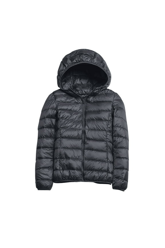 Warm Hooded Windproof Coat With Recycled Insulation Short Hooded White Duck Down Coat Outerwear Womens Coats Fleece Jacket Women Winter Jackets For Women Coats For Women,Color Black,S