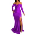 thumbnail image 1 of Baqcunre Wedding Guest Dresses For Women Women High Split Long Formal Evening Dress Maxi Party Gown Sleeve Slit Dress Prom Long Dress Homecoming Dresses Formal Dresses For Women Purple Dress XL, 1 of 6