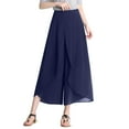 thumbnail image 1 of Baqcunre Wide Leg Pants For Women Woman Summertime Loose Thin Wide Leg Pants Slim Ninth Chiffon High Waisted Pants Sweatpants Womens Pants Dark blue M, 1 of 5