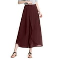 thumbnail image 1 of Baqcunre Wide Leg Pants For Women Woman Summertime Loose Thin Wide Leg Pants Slim Ninth Chiffon High Waisted Pants Sweatpants Womens Pants Red L, 1 of 5