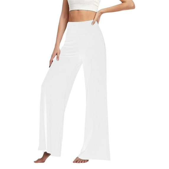 Baqcunre Wide Leg Pants For Women Women'S Wide Leg Pants Casual Comfy High Waist Pants Flare Pants Womens Pants White S