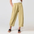 thumbnail image 1 of Baqcunre Wide Leg Pants Woman Cropped Pants Solid Color Loose Fitting Harem Pants High Waist Cotton Linen Wide Leg Cropped Pants Womens Fashion Women's Pants Pants for Women Womens Clothes Khaki 3XL, 1 of 6
