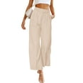 thumbnail image 1 of Baqcunre Wide Leg Pants Woman Fashion Women's Solid Casual Pocket Button High Waist Wide Leg Pants Womens Fashion Women's Pants Pants for Women Womens Clothes Beige L, 1 of 9