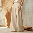 thumbnail image 1 of Baqcunre Wide Leg Pants Woman,Women's Solid Color High Waist Casual Button Cotton Linen Wide Leg Casual Trousers,Women'S Pants,Pants For Women,Womens Fashion,Womens Clothes,Khaki,XXXL, 1 of 5