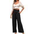thumbnail image 1 of Baqcunre Wide Leg Pants For Women Wide Leg Pants For Women High Waisted Business Pants Work Pants Loose Flowy Summer Beach Pants With Pockets Sweatpants Womens Pants Black L, 1 of 8