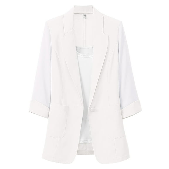 Baqcunre Winter Coats For Women Cotton And Linen Medium Length Large Size Women'S Suit Jcket Fall Outfits For Women Blazers For Women White L