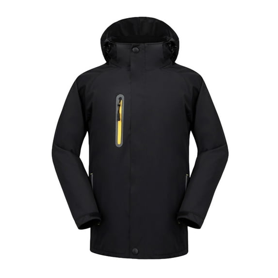 Baqcunre Winter Jackets For Men Men'S Autumn And Winter Plush Windproof Solid Color Stormsuit Large Hooded Casual Jacket Blazer For Men Tops For Men Black XXL
