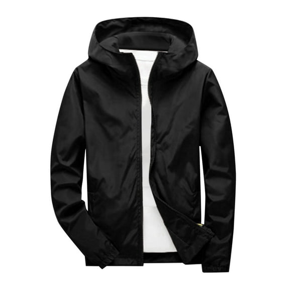 Baqcunre Winter Jackets For Men Men'S Autumn And Winter Solid Color Plus Long Sleeve Hooded Casual Jacket Blazer For Men Tops For Men Black L