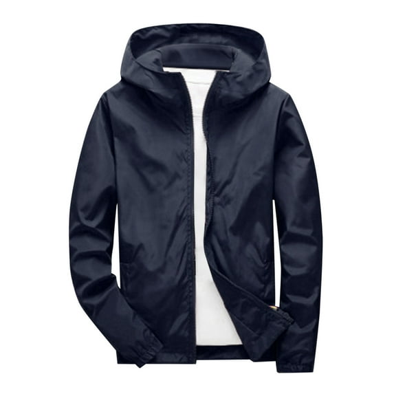 Baqcunre Winter Jackets For Men Men'S Autumn And Winter Solid Color Plus Long Sleeve Hooded Casual Jacket Blazer For Men Tops For Men Blue 1 M