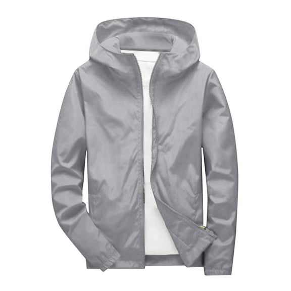 Baqcunre Winter Jackets For Men Men'S Autumn And Winter Solid Color Plus Long Sleeve Hooded Casual Jacket Blazer For Men Tops For Men Grey M