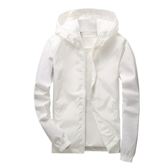 Baqcunre Winter Jackets For Men Men'S Autumn And Winter Solid Color Plus Long Sleeve Hooded Casual Jacket Blazer For Men Tops For Men White XXL