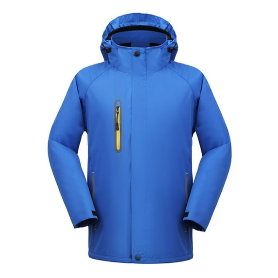 Baqcunre Winter Jackets For Men Men'S Autumn And Winter Plush Windproof Solid Color Stormsuit Large Hooded Casual Jacket Blazer For Men Tops For Men Blue XL