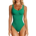 thumbnail image 1 of Baqcunre Women Fashion Yoga Jumpsuits Workout Ribbed Long Sleeve Sport Jumpsuits,L,Bodysuits For Women,Tummy Control Bodysuit,Long Sleeve Bodysuit,Sexy Tops For Women,Womens Clothes,Green, 1 of 4