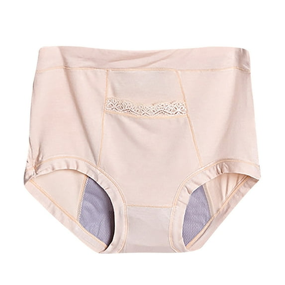 Baqcunre Women Plus Size Menstrual Period Bamboo Fiber Pocket Warm High Waist Anti-Side Leakage Underwear Womens Clothes Period Underwear Panties for Women Womens Underwear,Beige,L