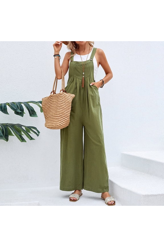 Women Pocket Romper Strap Solid Playsuit Button Long Jumpsuit,S,Overalls For Women Loose Fit,Womens Jumpsuit,Rompers For Women 2023,Jumpsuits For Women Casual,Womens Clothes,Army Green