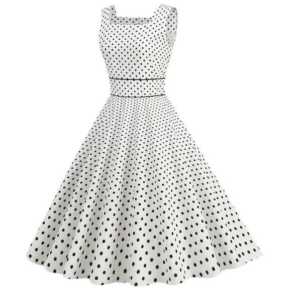 Baqcunre Women'S Casual Dresses Women Casual Sleeveless 1950S Housewife Evening Party Prom Dress Womens Dresses Dresses For Women 2023 Sundresses For Women White Dress S