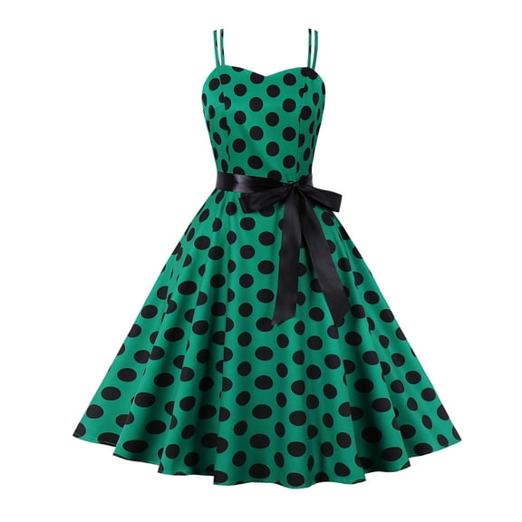 Baqcunre Women'S Formal Dresses Women'S Rockabilly Dress Sleeveless Vintage Cocktail Dress Retro Swing Dress A Line Elegant Dress Summer Dresses 2023 Sundresses For Women Green Dress M