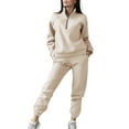 thumbnail image 1 of Baqcunre Women's 2 Piece Outfits Casual Long Sleeve Pullover Hooded Crop Top Sets,L,Sweat Set For Women,Outfits For Women,Winter Outfits For Women,Womens Sweatpants,Womens Clothes,Beige, 1 of 6