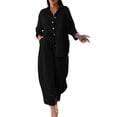thumbnail image 1 of Baqcunre Women's 2-Piece Vintage Plus-Size Cotton and Linen Shirt and High-Waisted Pant Set,Color Black,Size 3XL-5XL, 1 of 4