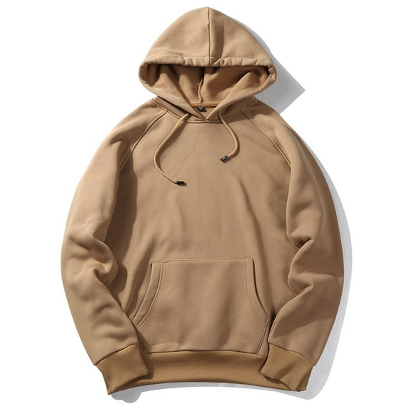 Baqcunre Women's Autumn Casual Solid Hip Loose Fit Fleece Long Sleeve Hoodie Top Blouse Mens Clothing Mens Sweatshirt Mens Shirts Mens Hoodies,Khaki,Size L
