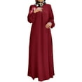 thumbnail image 1 of Baqcunre Women's Bohemian Polka Dot Print Muslim Dress Long Sleeves Islamic Prayer Clothes Maxi Dress for Women Womens Dresses Casual Dresses for Women Long Sleeve Dress for Women,Red,Size XXL, 1 of 4