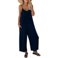 thumbnail image 1 of Baqcunre Women's Casual Sleeveless Slim Strap Solid Color Pocket Romper,Color Navy,Size S-XXL, 1 of 7