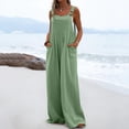 thumbnail image 1 of Baqcunre Women's Casual Solid Color Loose Suspender Button Overalls,Color Green,Size S-XXL, 1 of 8
