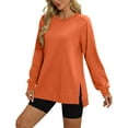 thumbnail image 1 of Baqcunre Women's Clothing, Sweatshirt for Women'side Split Fall Fashion 2025 Long Sleeve Shirts Trendy Valentines Day Gifts, 1Pc Blouse Orange 2XL, 1 of 5
