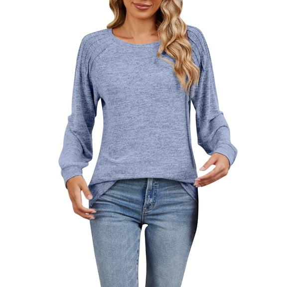 Baqcunre Women's Clothing, Tunic Sweatshirts for Women Crewneck Lightweight Sweaters Long Sleeve Shirts Fall Fashion Valentines Day Gifts, 1Pc Sweatshirt Blue1 M