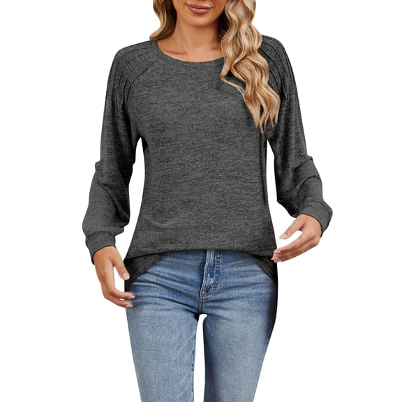 Baqcunre Women's Clothing, Tunic Sweatshirts for Women Crewneck Lightweight Sweaters Long Sleeve Shirts Fall Fashion Valentines Day Gifts, 1Pc Sweatshirt Gray L