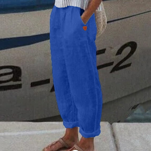 Baqcunre Women's Drawstring Elastic Belt Wash Crepe Pants with Standard Slacks Size S-3XL,Women's Pants Womens Fashion Womens Clothes Pants for Women Blue