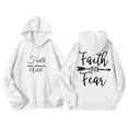 thumbnail image 1 of Baqcunre Women's "Faith Over Fear" Letter Print Long Sleeve Drawstring Pullover Hoodie with Pockets Comfy Hoodie Womens Hoodies Graphic Hoodie Womens Sweatshirt White M, 1 of 3