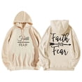 thumbnail image 1 of Baqcunre Women's "Faith Over Fear" Letter Print Long Sleeve Drawstring Pullover Hoodie with Pockets Comfy Hoodie Womens Hoodies Graphic Hoodie Womens Sweatshirt Beige L, 1 of 6