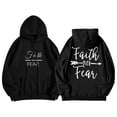 thumbnail image 1 of Baqcunre Women's "Faith Over Fear" Letter Print Long Sleeve Drawstring Pullover Hoodie with Pockets Comfy Hoodie Womens Hoodies Graphic Hoodie Womens Sweatshirt Black M, 1 of 6