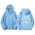 thumbnail image 1 of Baqcunre Women's "Faith Over Fear" Letter Print Long Sleeve Drawstring Pullover Hoodie with Pockets Comfy Hoodie Womens Hoodies Graphic Hoodie Womens Sweatshirt Sky Blue M, 1 of 3