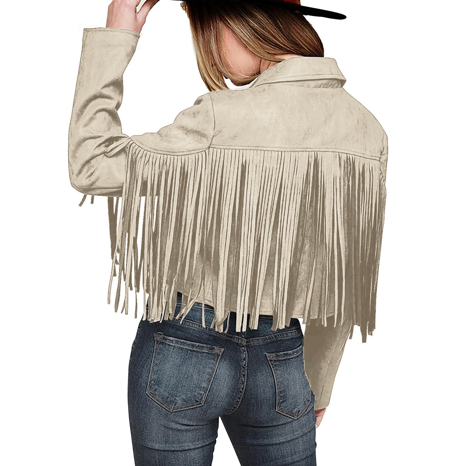 BOOMILK Women Fringe Faux Suede Leather Jacket Trendy Solid