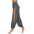 thumbnail image 1 of Baqcunre Women's High Slit Hippie Haren Solid Sports Fitness Running Pants,Size S-3XL,Yoga Pants Women,Wide Leg Pants Woman,Women's Pants,Womens Clothes,Color Grey, 1 of 8