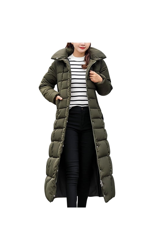 Women's Hooded Fluffy Down Jacket Long Quilted Winter Jacket Womens Padded Coat Thick Warm Puffer Jacket Parkas, 1PC Jacket Army Green XL