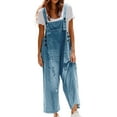 thumbnail image 1 of Baqcunre Women's Jumpsuit, Womens Casual Classic Blue Daily Vintage Denim Long Pants Overalls Jumpsuit Blue XL, 1 of 6