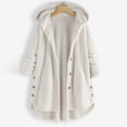 thumbnail image 1 of Baqcunre Women's Ladies Solid Long Sleeve Plus-Size Button-Hooded Plush Coat Women Clothing Fleece Jacket Women Winter Jackets for Women Coats for Women White 6Xl, 1 of 5