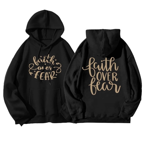 Baqcunre Women's Letter Print Long Sleeve Drawstring Pullover Tunic Hoodie Womens Tops Graphic Hoodie Hoodies for Women Womens Sweatshirt,Black,Xl