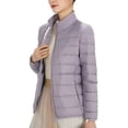 thumbnail image 1 of Baqcunre Women's Long Sleeve Quilted Stand-Up Collar Solid Light Wight Down Jacket Womens Winter Coats Puffer Jacket Jackets for Women Coats for Women Purple 3Xl, 1 of 5
