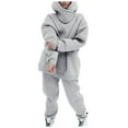 thumbnail image 1 of Baqcunre Women's Long-Sleeved Fashion Solid Color Sweatshirt Casual Sweatpants Suit,Color Grey,Size S-XL, 1 of 8