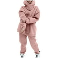 thumbnail image 1 of Baqcunre Women's Long-Sleeved Fashion Solid Color Sweatshirt Casual Sweatpants Suit,Color Pink,Size S-XL, 1 of 8